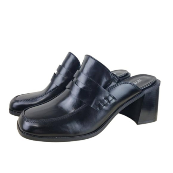 Seychelles Kami Black mules Size 10M Block Chunky Heel 90s Y2K Preppy Academia - Picture 1 of 12